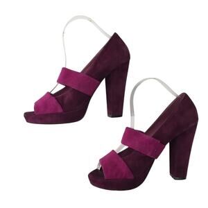 Vintage Y2K JEFFREY CAMPBELL Blink Suede Heels Shoes Purple Fuchsia 7.5